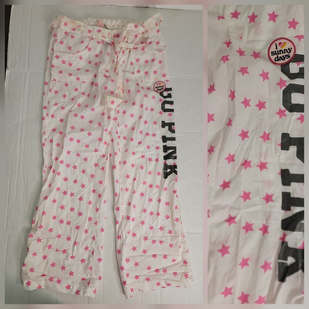 Victoria's Secret Pink Pajama Pants Bottoms SZ Medium Pink Stars Y2K Style NEW